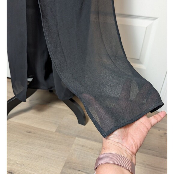 Vintage NWT Dress Barn Size 8 Pants Wide Leg  Black Chiffon Flowy Layered  USA - Picture 6 of 11